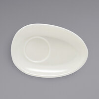 Front of the House DCS057BEP23 Tides 5" x 3 1/2" Semi-Matte Scallop Oval Porcelain Saucer - 12/Case