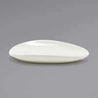Front of the House DCS057BEP23 Tides 5 inch x 3 1/2 inch Semi-Matte Scallop Oval Porcelain Saucer - 12/Case
