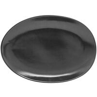 Front of the House DSP033BKP22 Tides 8 inch x 5 1/2 inch Semi-Matte Mussel Oval Porcelain Plate - 6/Case