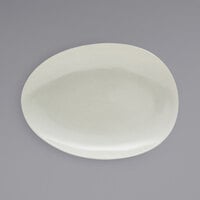 Front of the House DOS030BEP20 Tides 12" x 8 3/4" Semi-Matte Scallop Oval Porcelain Coupe Plate - 2/Case