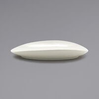 Front of the House DOS030BEP20 Tides 12 inch x 8 3/4 inch Semi-Matte Scallop Oval Porcelain Coupe Plate - 2/Case