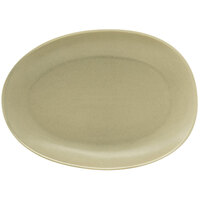 Front of the House DAP077GRP23 Tides 5 1/2 inch x 4 inch Semi-Matte Sea Grass Oval Porcelain Plate - 12/Case