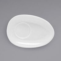 Front of the House DCS057WHP23 Tides 5" x 3 1/2" Semi-Matte White Oval Porcelain Saucer - 12/Case