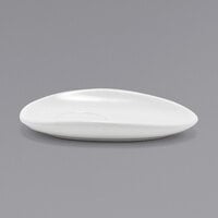 Front of the House DCS057WHP23 Tides 5 inch x 3 1/2 inch Semi-Matte White Oval Porcelain Saucer - 12/Case