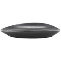 Front of the House DAP077BKP23 Tides 5 1/2 inch x 4 inch Semi-Matte Mussel Oval Porcelain Plate - 12/Case