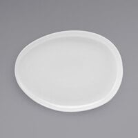 Front of the House DOS032WHP20 Tides 13" x 9 3/4" Semi-Matte White Oval Porcelain Plate - 2/Case
