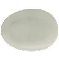 Front of the House DOS030GYP20 Tides 12 inch x 8 3/4 inch Semi-Matte Pumice Oval Porcelain Coupe Plate - 2/Case