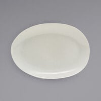 Front of the House DSP033BEP22 Tides 8 inch x 5 1/2 inch Semi-Matte Scallop Oval Porcelain Plate - 6/Case