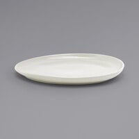 Front of the House DOS032BEP20 Tides 13 inch x 9 3/4 inch Semi-Matte Scallop Oval Porcelain Plate - 2/Case