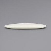 Front of the House DSU008BEP23 Tides 11 1/2 inch x 5 inch Semi-Matte Scallop Oval Porcelain Plate - 12/Case