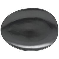 Front of the House SPT055BKP20 Tides 14 1/2" x 10 1/2" Semi-Matte Mussel Oval Porcelain Coupe Platter - 2/Case