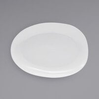 Front of the House DDP063WHP21 Tides 10" x 7" Semi-Matte White Oval Porcelain Plate - 4/Case