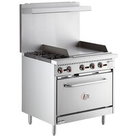 Cooking Performance Group S36-G24-L Liquid Propane 2 Burner 36" Range with 24" Griddle and Standard Oven - 130,000 BTU