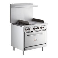 Cooking Performance Group S36-G24-L Liquid Propane 2 Burner 36" Range with 24" Griddle and Standard Oven - 130,000 BTU