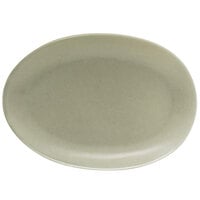 Front of the House DSP033GYP22 Tides 8" x 5 1/2" Semi-Matte Pumice Oval Porcelain Plate - 6/Case