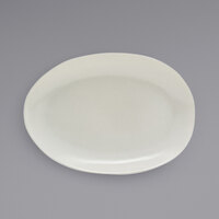 Front of the House DAP077BEP23 Tides 5 1/2 inch x 4 inch Semi-Matte Scallop Oval Porcelain Plate - 12/Case