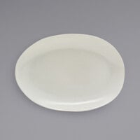 Front of the House DAP077BEP23 Tides 5 1/2" x 4" Semi-Matte Scallop Oval Porcelain Plate - 12/Case