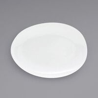 Front of the House SPT055WHP20 Tides 14 1/2 inch x 10 1/2 inch Semi-Matte White Oval Porcelain Coupe Platter - 2/Case