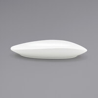 Front of the House SPT055WHP20 Tides 14 1/2 inch x 10 1/2 inch Semi-Matte White Oval Porcelain Coupe Platter - 2/Case