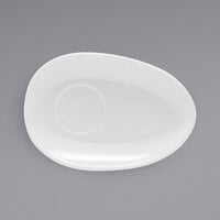 Front of the House DCS055WHP23 Tides 7" x 4 3/4" Semi-Matte White Oval Porcelain Saucer - 12/Case