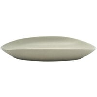 Front of the House DDP063GYP21 Tides 10 inch x 7 inch Semi-Matte Pumice Oval Porcelain Plate - 4/Case