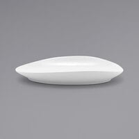 Front of the House DSP033WHP22 Tides 8" x 5 1/2" Semi-Matte White Oval Porcelain Plate - 6/Case