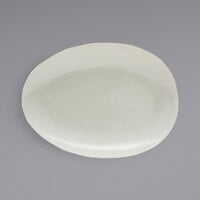 Front of the House SPT055BEP20 Tides 14 1/2 inch x 10 1/2 inch Semi-Matte Scallop Oval Porcelain Coupe Platter - 2/Case
