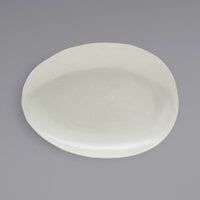 Front of the House SPT055BEP20 Tides 14 1/2" x 10 1/2" Semi-Matte Scallop Oval Porcelain Coupe Platter - 2/Case