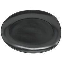 Front of the House DDP063BKP21 Tides 10" x 7" Semi-Matte Mussel Oval Porcelain Plate - 4/Case