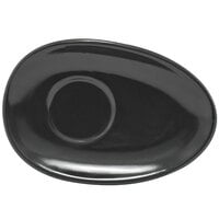 Front of the House DCS055BKP23 Tides 7 inch x 4 3/4 inch Semi-Matte Mussel Oval Porcelain Saucer - 12/Case