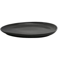 Front of the House DOS032BKP20 Tides 13 inch x 9 3/4 inch Semi-Matte Mussel Oval Porcelain Plate - 2/Case