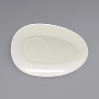 Front of the House DCS055BEP23 Tides 7 inch x 4 3/4 inch Semi-Matte Scallop Oval Porcelain Saucer - 12/Case