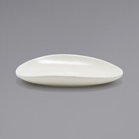 Front of the House DCS055BEP23 Tides 7 inch x 4 3/4 inch Semi-Matte Scallop Oval Porcelain Saucer - 12/Case