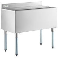 Regency 18 inch x 36 inch Stainless Steel Underbar Ice Bin with Sliding Lid and Bottle Holders - 119 lb.