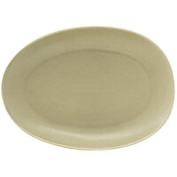 Front of the House DDP063GRP21 Tides 10 inch x 7 inch Semi-Matte Sea Grass Oval Porcelain Plate - 4/Case