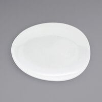 Front of the House DOS030WHP20 Tides 12" x 8 3/4" Semi-Matte White Oval Porcelain Coupe Plate - 2/Case