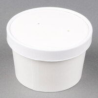 Choice 8 oz. Double Poly-Coated White Paper Food Cup with Vented Paper Lid - 250/Case