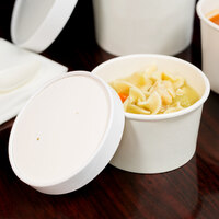 Choice 8 oz. Double Poly-Coated White Paper Food Cup with Vented Paper Lid - 250/Case