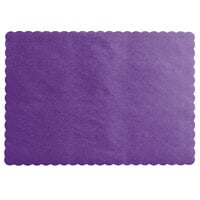 Choice 10" x 14" Purple Colored Paper Placemat with Scalloped Edge - 1000/Case