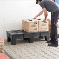 Regency 48 inch x 22 inch x 12 inch Black Plastic Heavy-Duty Dunnage Rack with Slotted Top - 2000 lb. Capacity