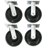 Wesco Industrial Products 272192 8" x 2" 2500 lb. Capacity Polyolefin Swivel and Rigid Caster Set for Platform Truck - 4/Set