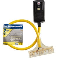 Voltec 04-00101 2' Black/Yellow 12/3 Right Angle 20 Amp GFCI Power Cord with Lighted End - 1875W