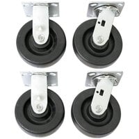 Wesco Industrial Products 250049 6" x 2" 2000 lb. Capacity Polyolefin Swivel and Rigid Caster Set for ATP and ASD Series Platform Trucks - 4/Set