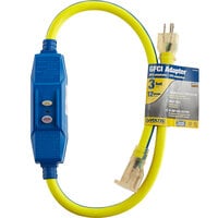 Voltec 04-00103 3' Blue/Yellow 12/3 In-Line 20 Amp GFCI Power Cord with Lighted End - 1875W