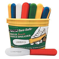 Dexter-Russell 18513 Sani-Safe Bucket of (48) 3 1/2 inch Smooth Sandwich Spreaders in Assorted Colors