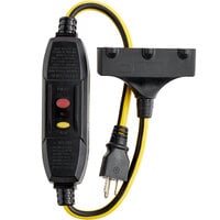 Voltec 04-00105 2' Black/Yellow 12/3 In-Line 15 Amp GFCI Power Cord with Block Receptacle - 1875W