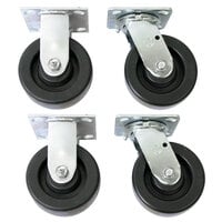 Wesco Industrial Products 250047 5 inch x 2 inch 2000 lb. Capacity Polyolefin Swivel and Rigid Caster Set for ATP and ASD Series Platform Trucks   - 4/Set