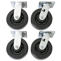 Wesco Industrial Products 250052 6" x 2" 3000 lb. Capacity Phenolic Swivel and Rigid Caster Set for ATP and ASD Series Platform Trucks - 4/Set