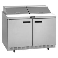 Delfield 4448NP-12 48 inch 2 Door Front Breathing Refrigerated Sandwich Prep Table with 3 inch Casters