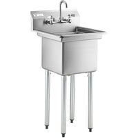 Steelton 20 3/4 inch 18-Gauge Stainless Steel One Compartment Commercial Sink with Faucet - 15 inch x 15 inch x 12 inch Bowl